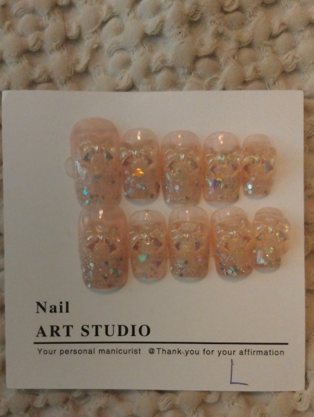 Nail Art Studio Large Pink Glitter 2.5 Square Press-On Nails